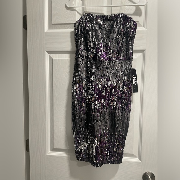 Jump Apparel Purple Multi Full Sequin Strapless Dress - Picture 1 of 4